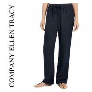 Company Ellen Tracy Women's Navy Drawstring Linen Pants